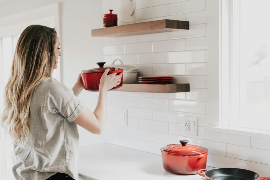 organized kitchen clean minimal shelves